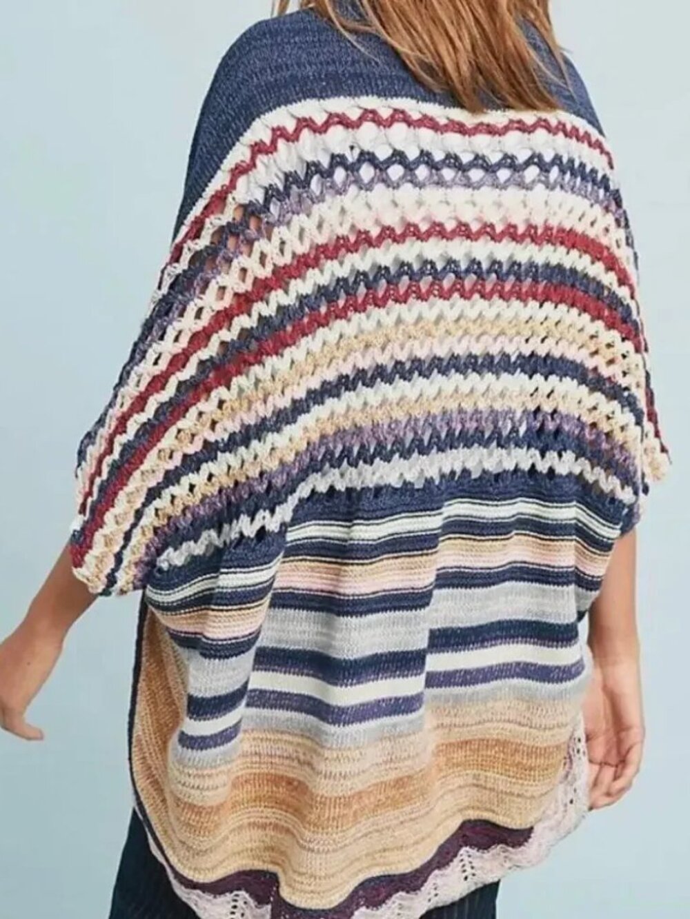 Anthropologie Moth Multicolor Open Knit Short Sleeve Kearny Cardigan